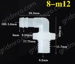 8-M12-M thread right angle elbow