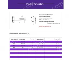 Half thread external hexagonal bolt M6*50