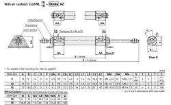 Standard Type Double Acting, Double Rod CJ2W Series &oslash;6, &oslash;10, &oslash;16