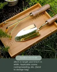 Cocoa tea gold pointed shovel + three-claw rake