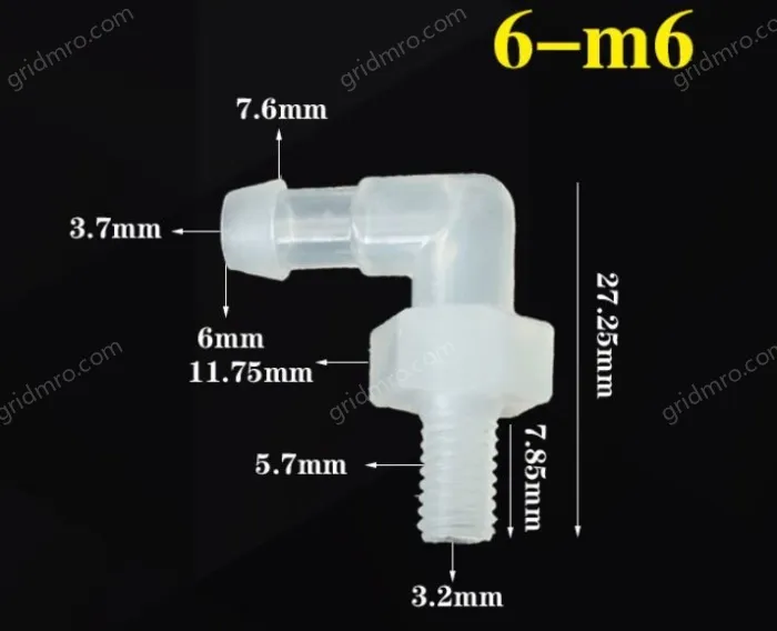6-M6-M thread right angle elbow