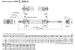 Standard Type Double Acting, Double Rod CJ2W Series &oslash;6, &oslash;10, &oslash;16