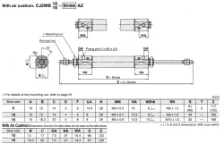 Standard Type Double Acting, Double Rod CJ2W Series &oslash;6, &oslash;10, &oslash;16